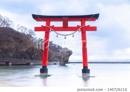 北海道江差市 - 嚴島神社鳥居門和平石岩 - 北海道江差市 - 嚴島神社鳥居門和平石岩 - 140726218