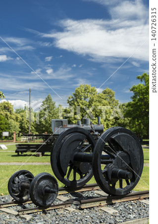 Train wheels standing on railroad tracks in Nagycenk Train wheels standing on railroad tracks in Nagycenk 140726315