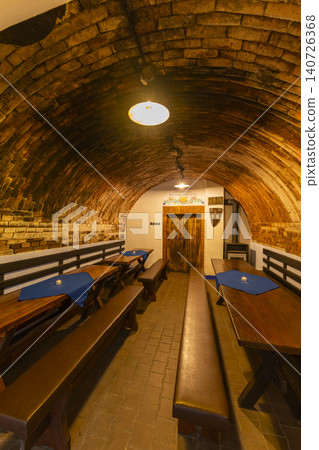 Traditional wine cellar interior in Petrov, Czechia 140726368