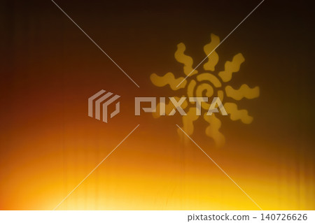 Abstract sun shape projecting warm yellow energy glow Abstract sun shape projecting warm yellow energy glow 140726626