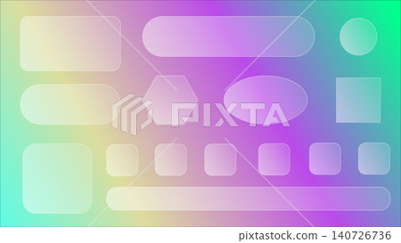 Set of transparent matte glass frames with editable size and transparency for UI UX design. Base for desktop shortcut template different rectangular round and oval shape on color gradient background Set of transparent matte glass frames with editable size and transparency for UI UX design. Base for desktop shortcut template different rectangular round and oval shape on color gradient background 140726736
