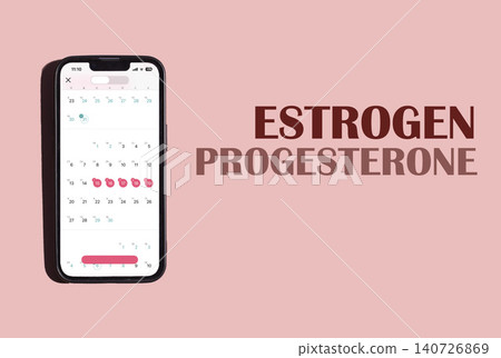 Smartphone with woman menstrual period calendar on pink background. Modern technologies for women Smartphone with woman menstrual period calendar on pink background. Modern technologies for women 140726869