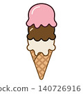 Icon of a three-scoop ice cream cone 140726916