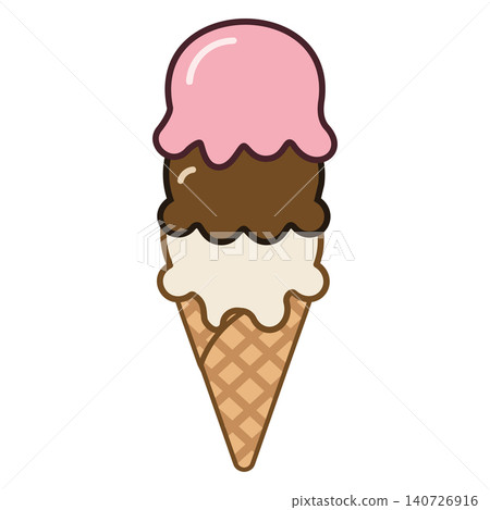 Icon of a three-scoop ice cream cone Icon of a three-scoop ice cream cone 140726916
