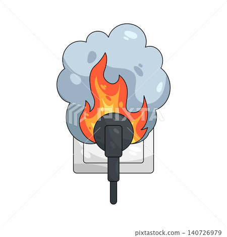 Illustration of electrical outlet on fire Illustration of electrical outlet on fire 140726979