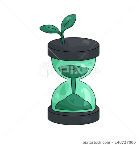 Illustration of Hourglass with a sprout Illustration of Hourglass with a sprout 140727000