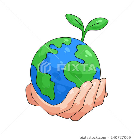 Illustration of Hands holding the earth with a sprout Illustration of Hands holding the earth with a sprout 140727009