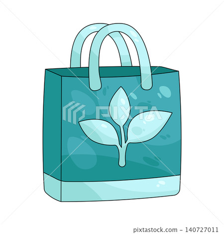 Illustration of Green tote bag with a leaf symbol Illustration of Green tote bag with a leaf symbol 140727011