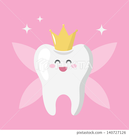 cute tooth with wings and crown tooth fairy concept vector illustration cute tooth with wings and crown tooth fairy concept vector illustration 140727126