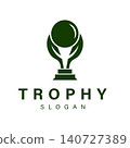 Abstract Globe Trophy Logo with Modern Circular Symbol for Achievement and Global Leadership 140727389