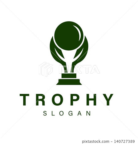 Abstract Globe Trophy Logo with Modern Circular Symbol for Achievement and Global Leadership 140727389