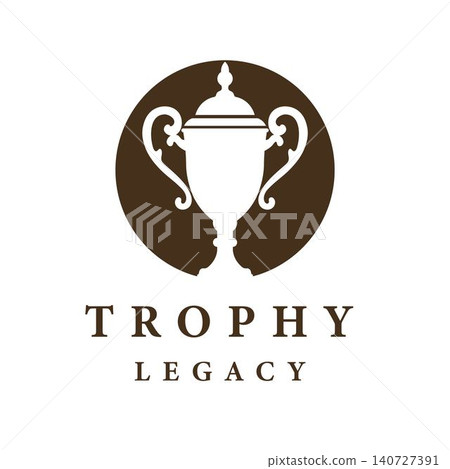 Vintage Trophy Cup Logo with Ornamental Lid Design for Awards and Heritage Branding 140727391