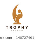 Abstract Human Trophy Logo with Modern Achievement Symbol for Leadership and Corporate Excellence 140727401