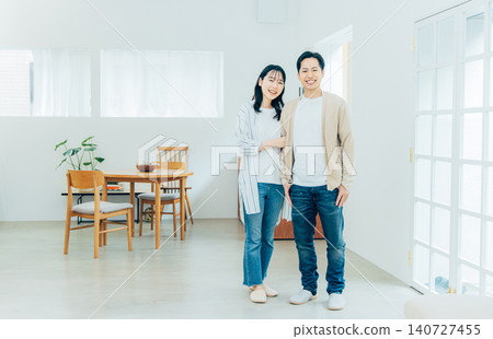 A young couple relaxing in the living room A young couple relaxing in the living room 140727455