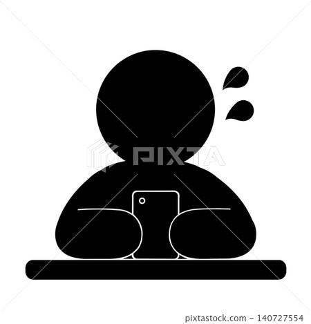 一個人物焦急地查看智慧型手機的圖示。 一個人物焦急地查看智慧型手機的圖示。 140727554