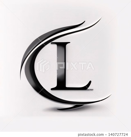 Elegant black letter L on white background. 3D rendering. 140727724