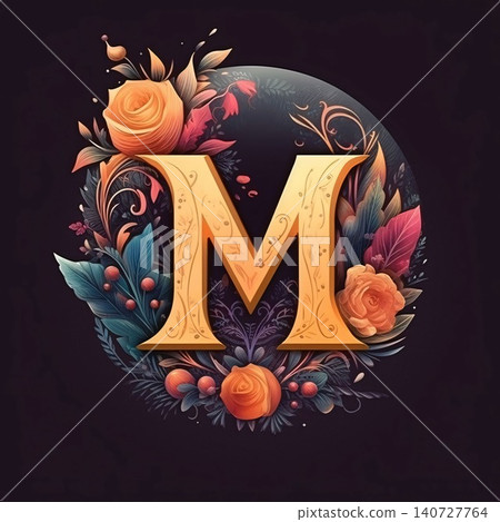 Vintage letter M in floral style. Vector illustration for your design Vintage letter M in floral style. Vector illustration for your design 140727764