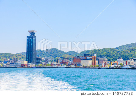 View of Mojiko Port from the Kanmon Ferry, Kitakyushu City, Fukuoka Prefecture View of Mojiko Port from the Kanmon Ferry, Kitakyushu City, Fukuoka Prefecture 140727788