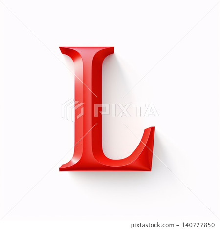 Red letter L, 3D rendering font with shadow isolated on white background 140727850