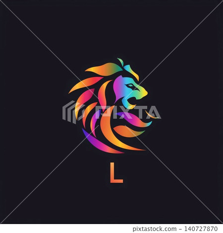 Lion head with letter L. Lion zodiac sign. Vector illustration. 140727870