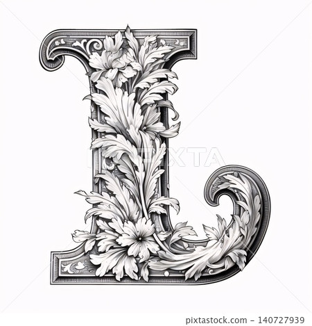 Luxury floral capital letter L. Elegant capital letter with floral ornament. 140727939