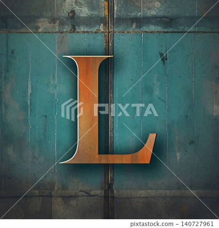 3d Letter metal on old steel background. 3d illustration. letter L 140727961