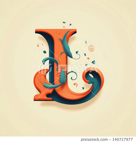 L letter with floral pattern. Vector typeface for labels, headlines, posters etc. L letter with floral pattern. Vector typeface for labels, headlines, posters etc. 140727977