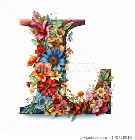 Floral capital letter L. Watercolor illustration for your design. 140728016
