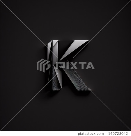 Black metal letter K lowercase. 3D render font isolated on black background Black metal letter K lowercase. 3D render font isolated on black background 140728042