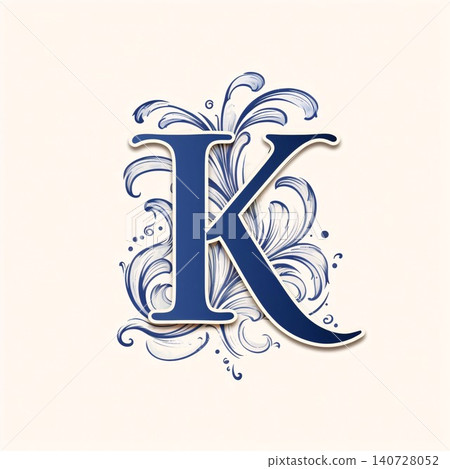 Water splash alphabet, letter K in blue and white colors. Vector illustration. 140728052