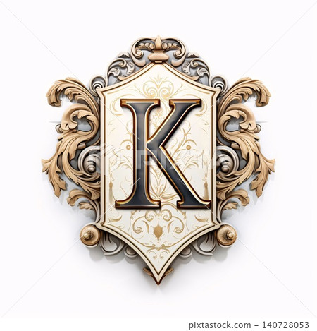 Luxury royal emblem with letter K in vintage style on a white background Luxury royal emblem with letter K in vintage style on a white background 140728053