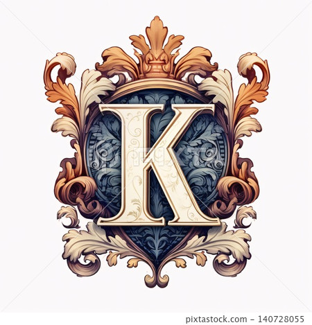 Luxury royal capital letter K with ornate design elements. Luxury royal capital letter K with ornate design elements. 140728055