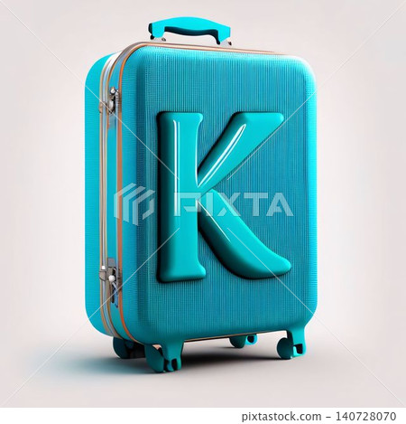 Blue suitcase with the letter K on a gray background. 3d rendering Blue suitcase with the letter K on a gray background. 3d rendering 140728070