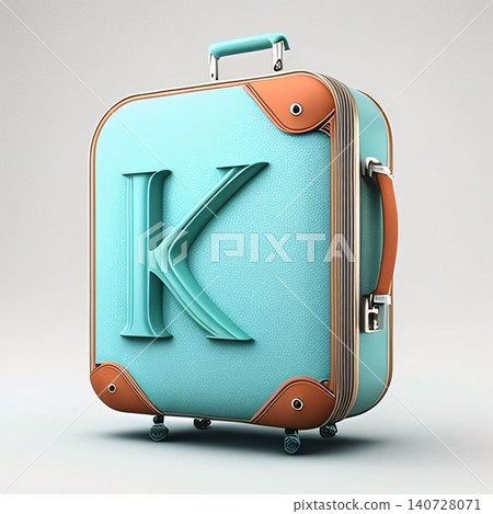 Luggage with letter K in turquoise color. 3D rendering 140728071