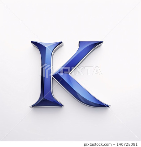 Blue glass letter K isolated on white background. 3d rendering. Blue glass letter K isolated on white background. 3d rendering. 140728081