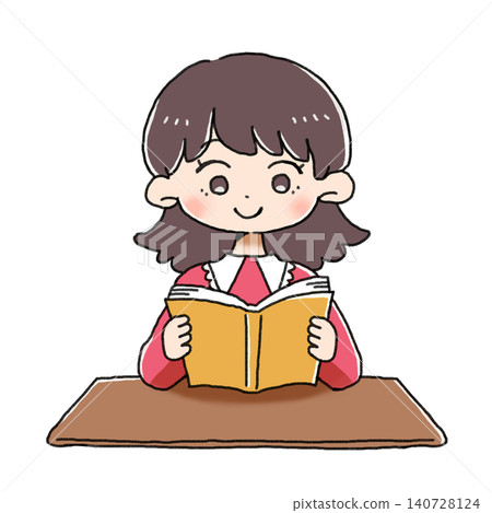 [Children] A girl reading a book [School] 140728124