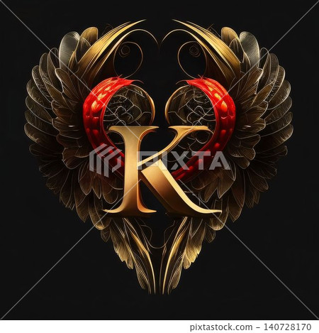 Luxury golden letter K on a black background. 3d rendering Luxury golden letter K on a black background. 3d rendering 140728170
