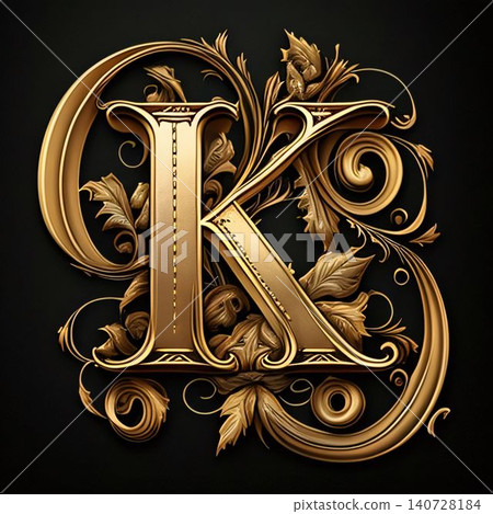Luxury monogram, letter K in the style of baroque. Luxury monogram, letter K in the style of baroque. 140728184