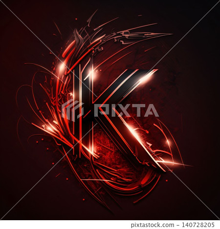 Futuristic letter K in futuristic style on dark background. Vector illustration. 140728205