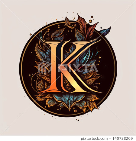 Initial letter K decorated with leaves and flowers in vintage style. Suitable for invitation, flyer, sticker, poster, banner, card,label, cover, web. Vector illustration. Initial letter K decorated with leaves and flowers in vintage style. Suitable for invitation, flyer, sticker, poster, banner, card,label, cover, web. Vector illustration. 140728209