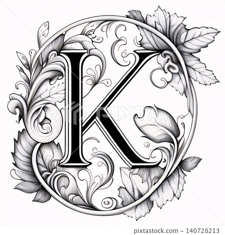 Beautiful monogram in vintage style. Letter K in the Gothic style. Beautiful monogram in vintage style. Letter K in the Gothic style. 140728213