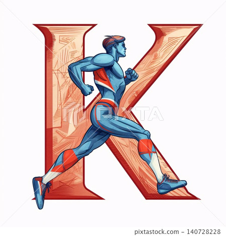 Running man. Athletic male runner. Healthy lifestyle concept. Vector illustration letter K Running man. Athletic male runner. Healthy lifestyle concept. Vector illustration letter K 140728228