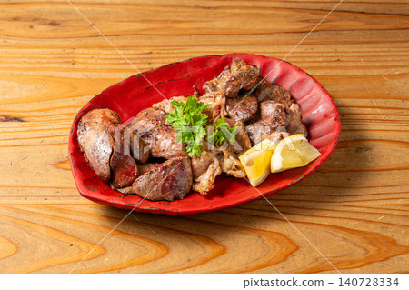 A selection of three types of carefully grilled yakitori, cooked over charcoal for a delicious aroma. A selection of three types of carefully grilled yakitori, cooked over charcoal for a delicious aroma. 140728334