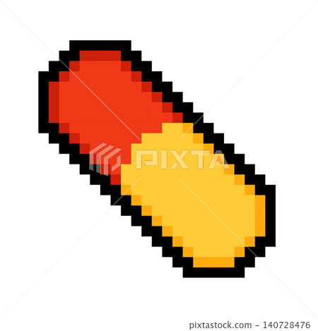 Pixel medicine capsule icon in retro arcade style Pixel medicine capsule icon in retro arcade style 140728476