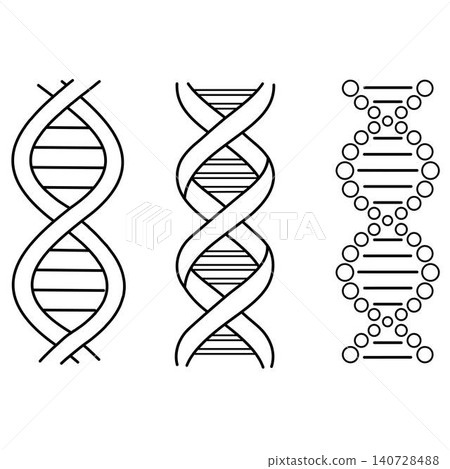 Set of abstract DNA molecule outline icon isolated on white 140728488