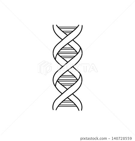 Abstract DNA molecule outline icon isolated on white Abstract DNA molecule outline icon isolated on white 140728559