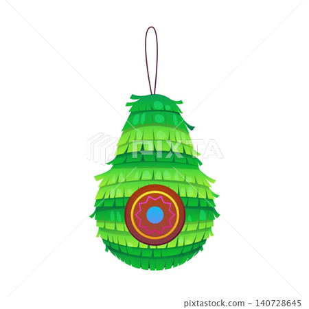 Mexican pinata game avocado toy for party or holiday carnival fiesta, cartoon vector icon. Mexican pinata with green ribbons and target, kids birthday gifts game and Mexico traditional entertainment Mexican pinata game avocado toy for party or holiday carnival fiesta, cartoon vector icon. Mexican pinata with green ribbons and target, kids birthday gifts game and Mexico traditional entertainment 140728645