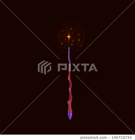 Halloween wizard or witch magic wand for game cartoon vector icon. Sorcerer staff or mage magical tool of magic wand with spell charm for Halloween game and wizardry power item Halloween wizard or witch magic wand for game cartoon vector icon. Sorcerer staff or mage magical tool of magic wand with spell charm for Halloween game and wizardry power item 140728743