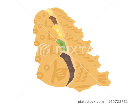 A set of illustrations of taiyaki lined up. A set of illustrations of taiyaki lined up. 140728781