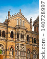 Mumbai Maharashtra India Jan 18 2026 Intricate facade and stone spires of the Chhatrapati Shivaji Maharaj Terminus showcasing Victorian Gothic architecture and elaborate masonry details. 140728997